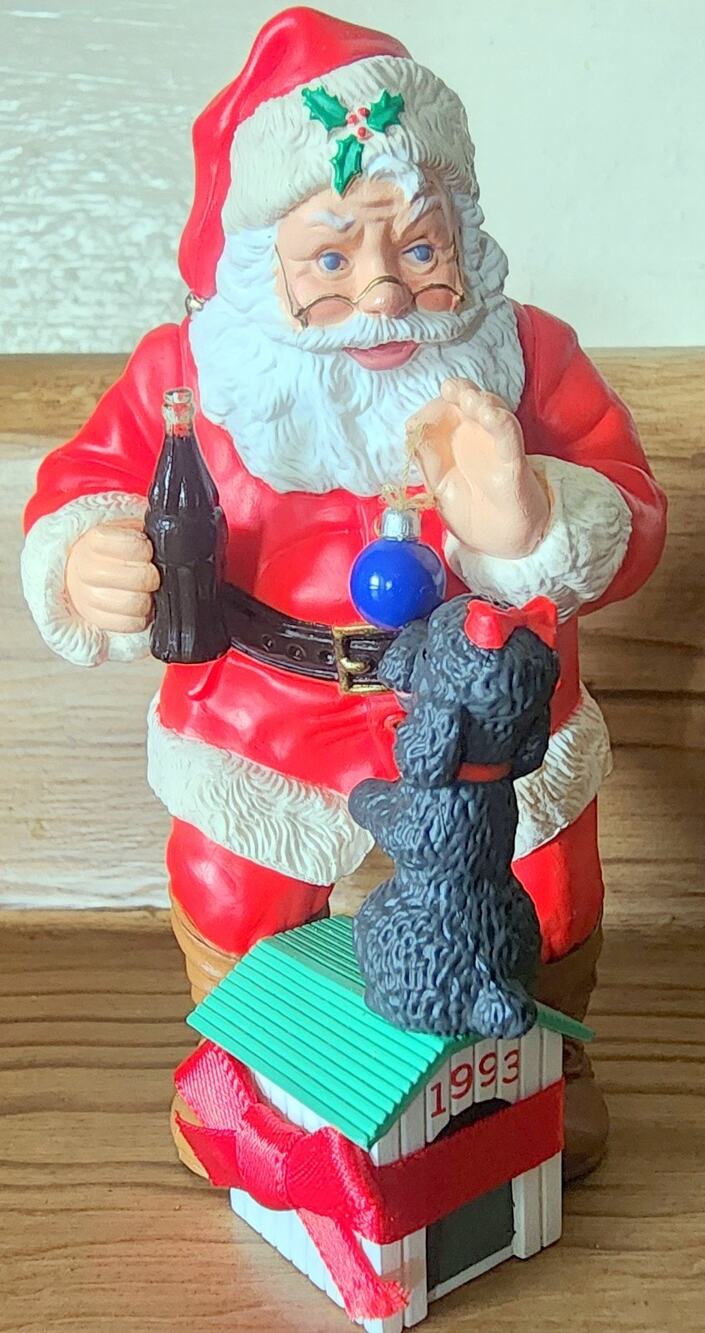 1993 Hallmark Keepsake Ornament 'Playful Pals' Coca-Cola Santa & Poodle VTG